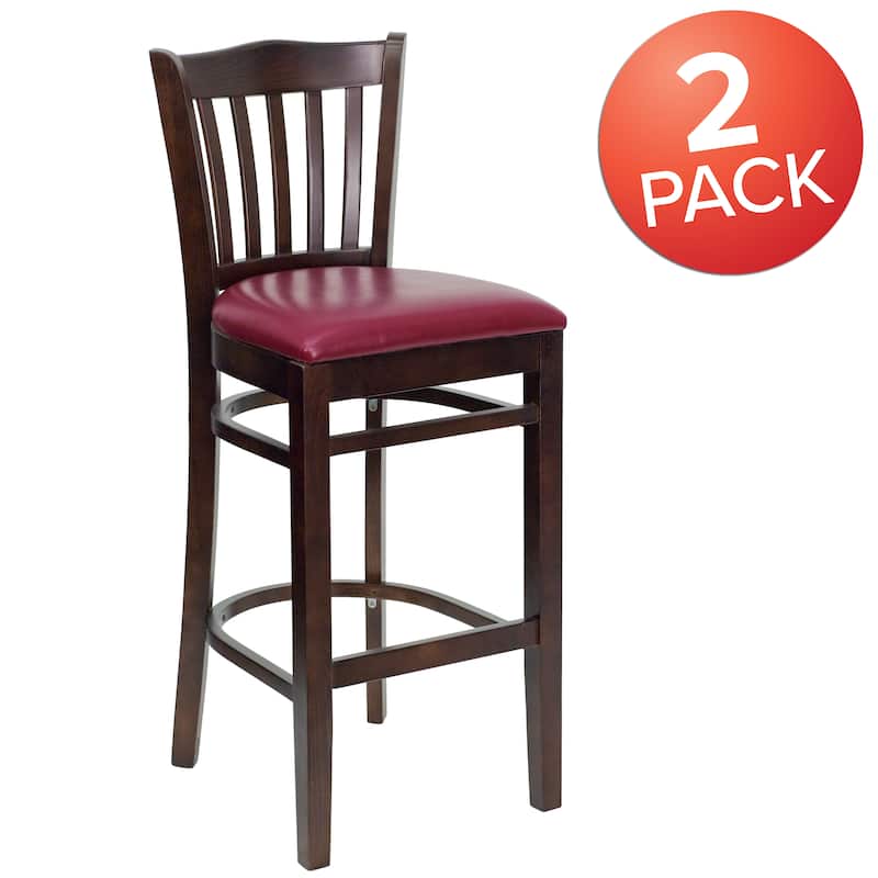 2Pk Vertical Slat Back Wood Restaurant Barstool - Hospitality Seating