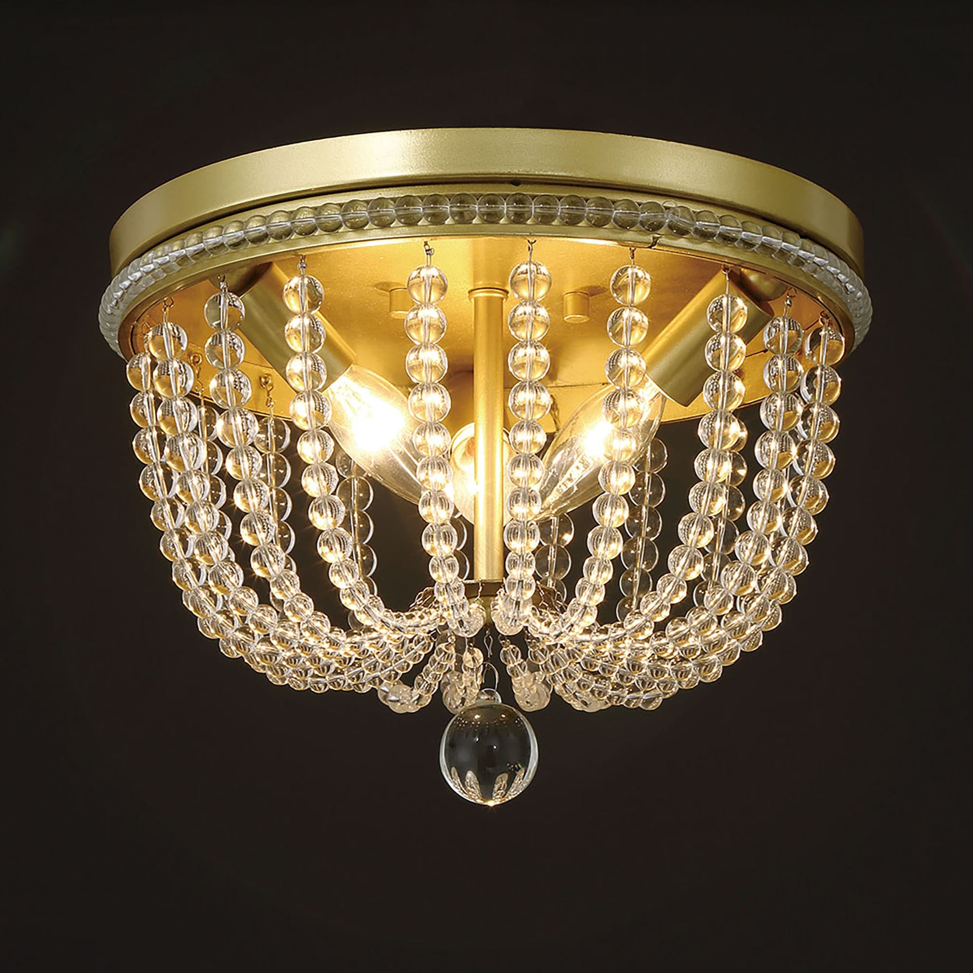Frenia 3 light Beaded Gold Flush Mount Ceiling Light 12 D 8.07 H On Sale Bed Bath Beyond 38407800