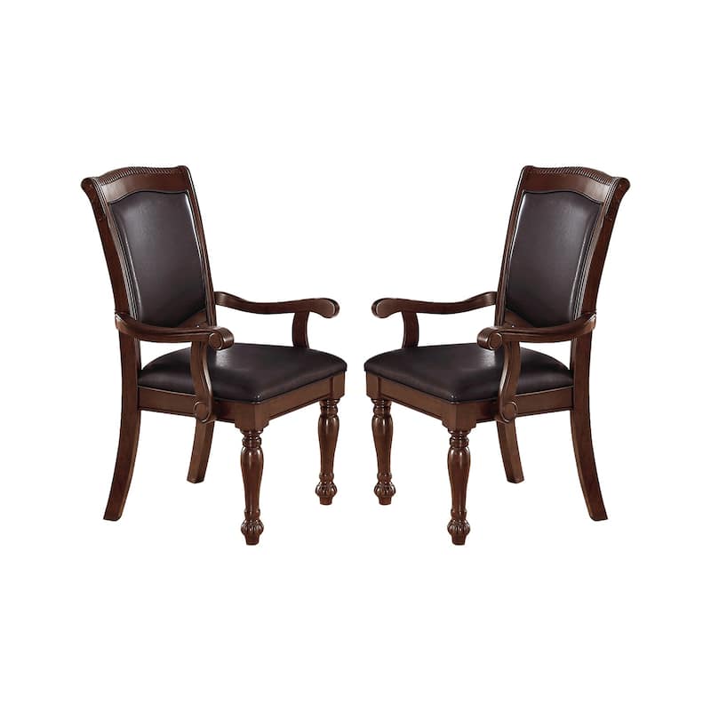PU Upholstered Dining Arm Chair, Set Of 2, Brown