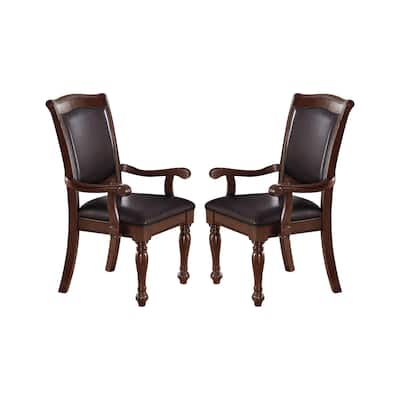 PU Upholstered Dining Arm Chair, Set Of 2, Brown