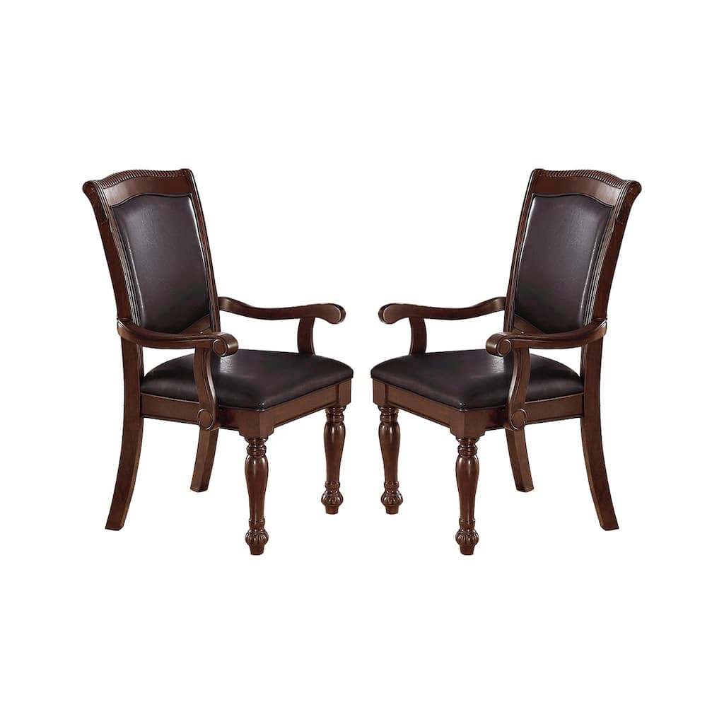 PU Upholstered Dining Arm Chair, Set Of 2, Brown