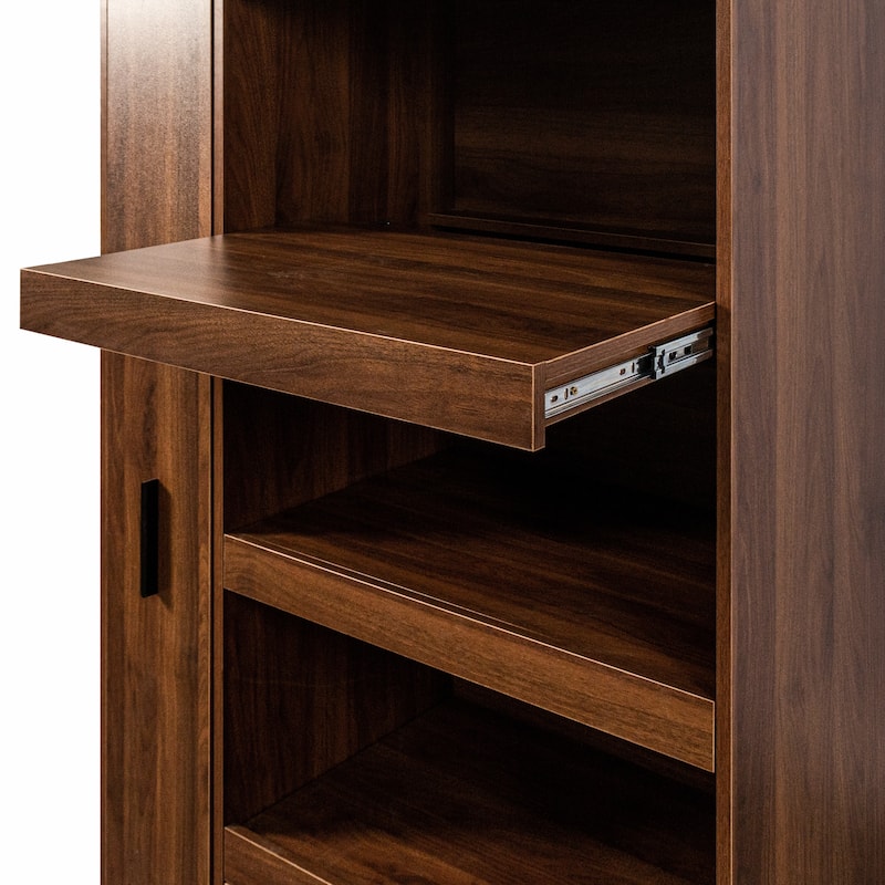 70.87" Tall Kitchen Pantry Cabinet with 4-Tier Side Shelf and 2 Drawers