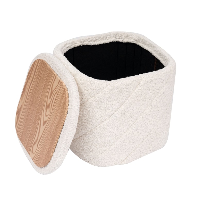 Square Diagonal Tufted Folding Storage Ottoman with Reversible Lid