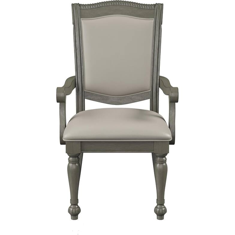 Gray Silver Finish Formal Arm Chairs Set