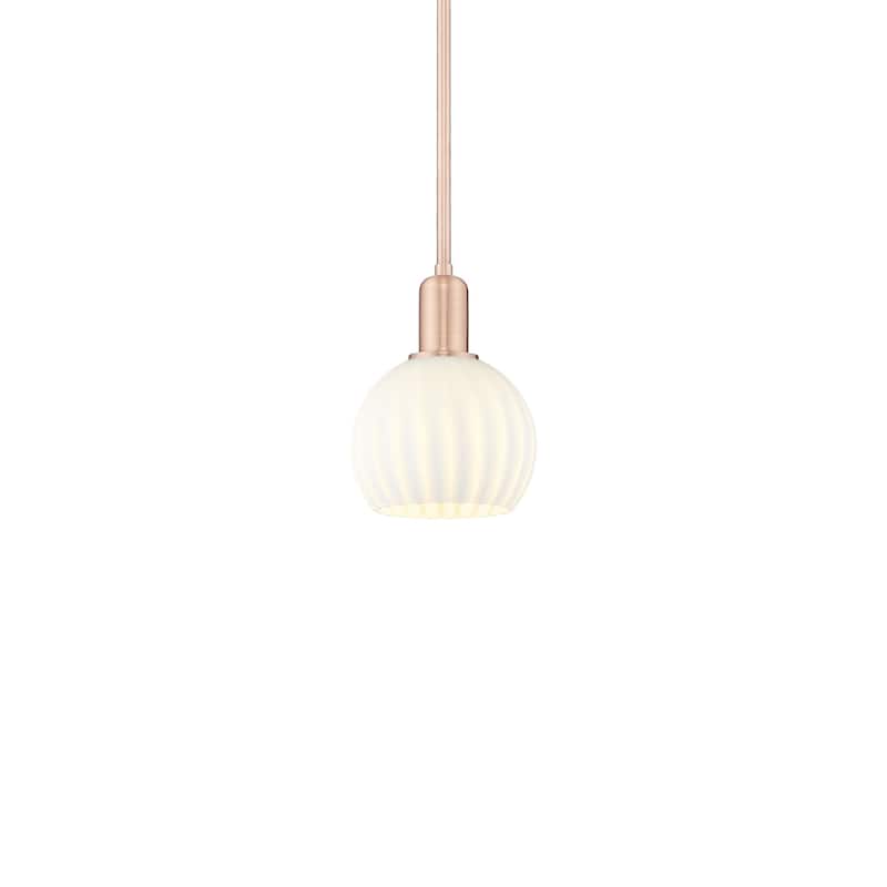 Innovations Lighting 716-1S-9-6 White Venetian Pendant White Venetian - Antique Copper / White Venetian