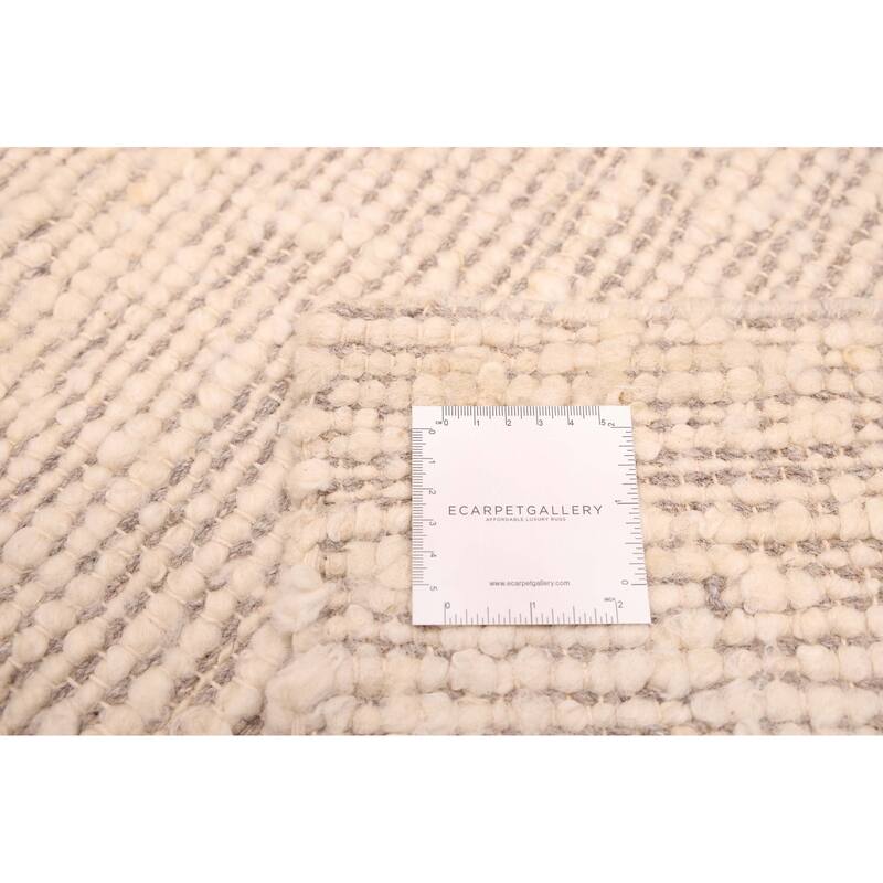 ECARPETGALLERY Braid weave Sienna Cream Wool Kilim - 9'0 x 12'0