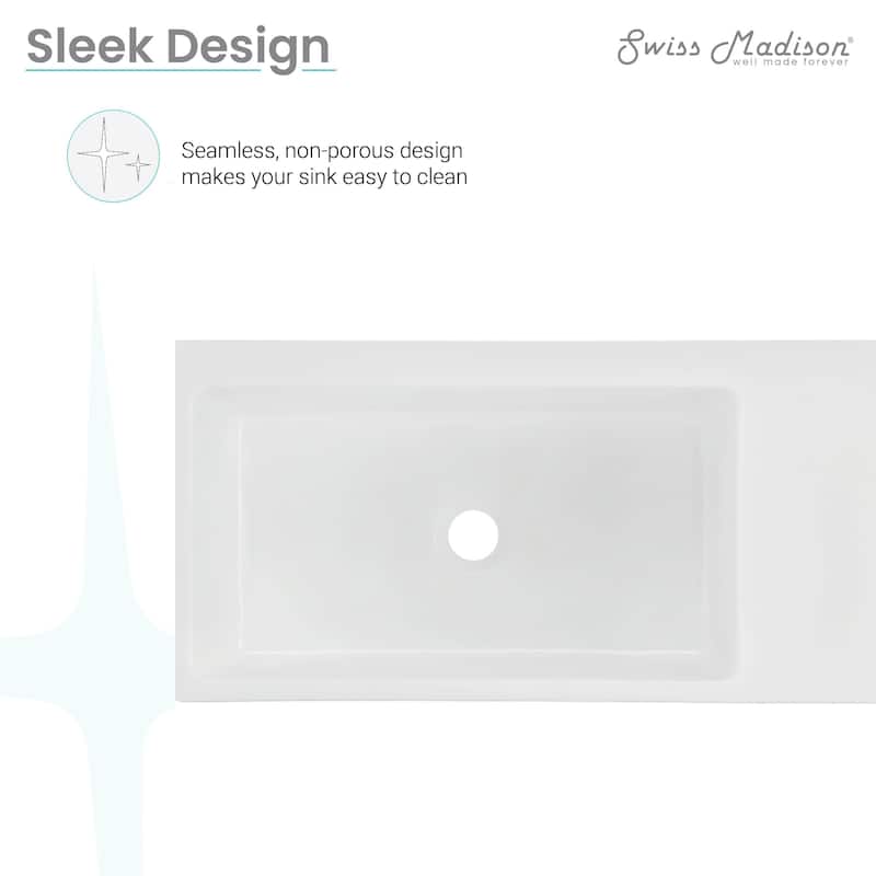 Delice Rectangle 24" Wall-Mount Bathroom Sink in Matte White