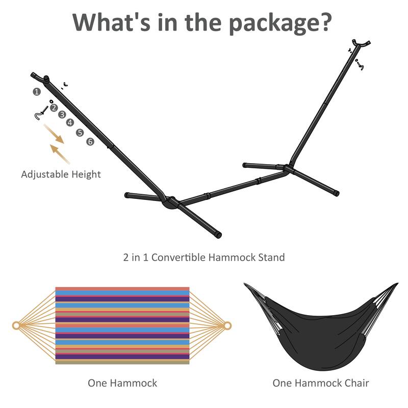 10.7 ft. 2-Person Brazilian-Style hammock with Stand - Convertible