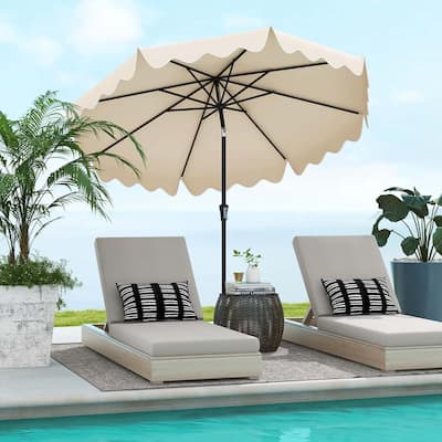 9-Ft Patio Table Umbrella with Sunscreen Cover Beige