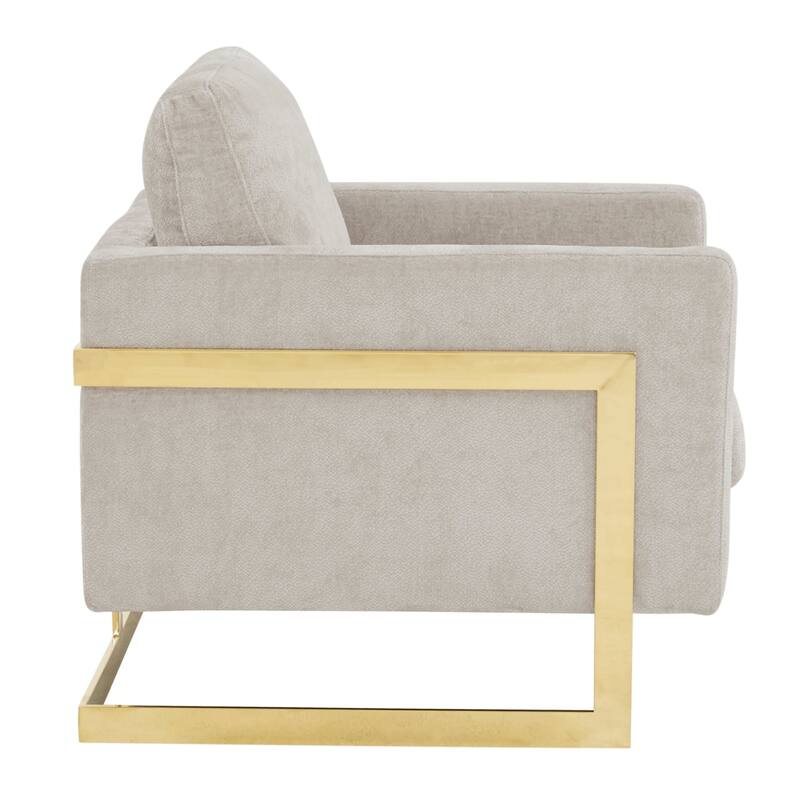 Lincoln Modern Boucle Arm Chair with Gold Stainless Steel Frame Upholstered Single Seater Sofa - 34.25" H x 31.5" W x 33.85" D