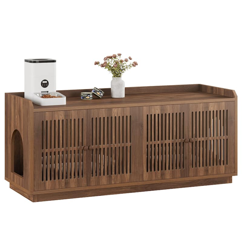 55-Inch Extra Large Cat Litter Box Enclosure with 2 Cabinets