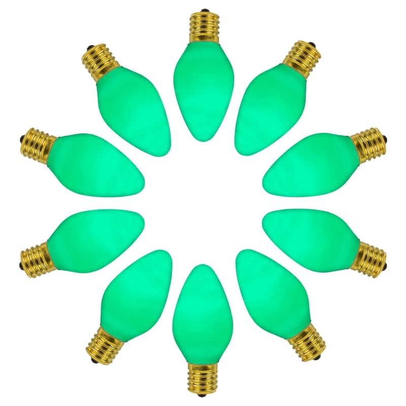 25 Pack C7 LED Outdoor Christmas Replacement Bulbs, Vintage, C7/E12 Base - Green