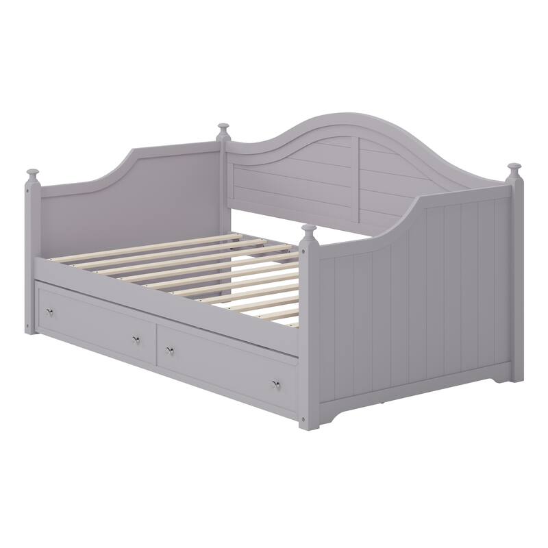 Space-Saving Twin Size Wood Daybed with 2 Large Storage Drawers, Perfect for Guest Rooms, Living Rooms, or Studio Apartments
