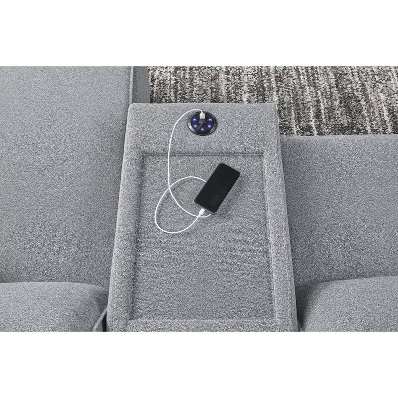 Signature Design by Ashley Modmax Gray 6-Piece Reclining Sectional with Storage Console - 143" W x 125" D x 41" H