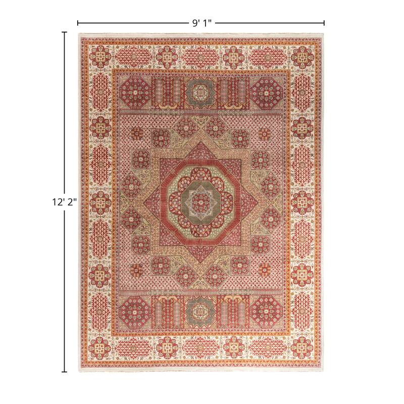 Ikat One-of-a-Kind Hand-Knotted Area Rug - White, 9' 1" x 12' 2" - 9' 1" x 12' 2"