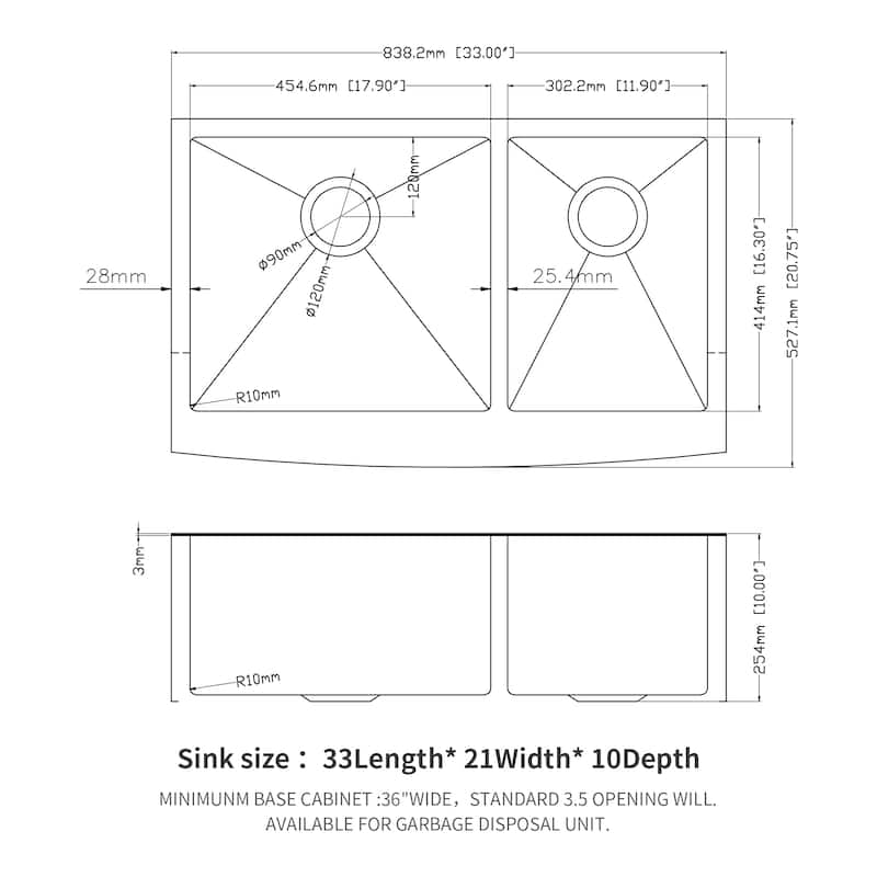 Farmhouse 16 Gauge Double Bowl Stainless Steel Kitchen Sink in Gunmetal Black