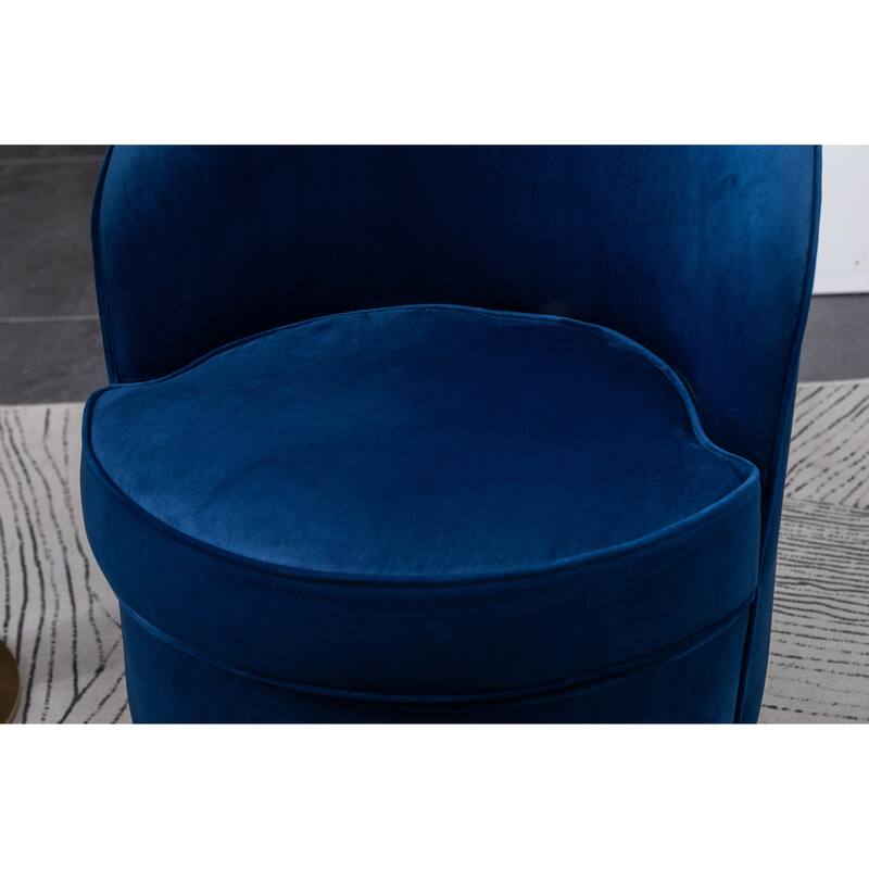 Blue Modern 22" Upholstered Velvet Accent Chair with Round Swivel Metal Base for Living Room