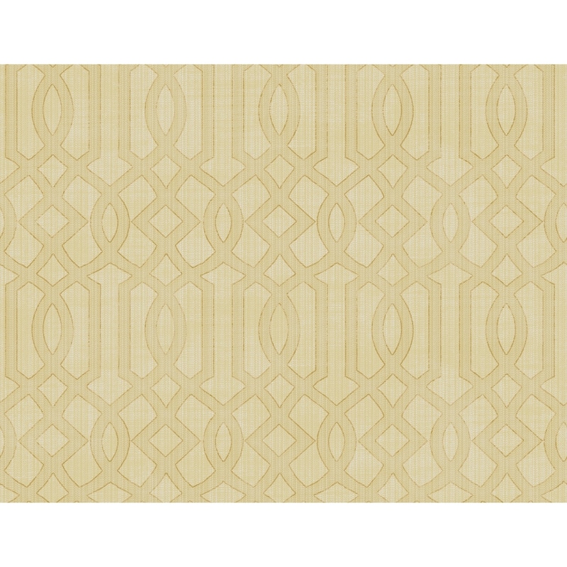 Seabrook Designs Gretel Geometric Lattice Unpasted Wallpaper - 27 in. W x 27 ft. L - Parchment & Metallic Gold
