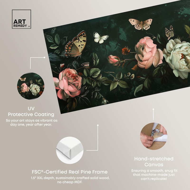 Emerald Floral II Panoramic Canvas by Art Remedy, Gallery Wrapped