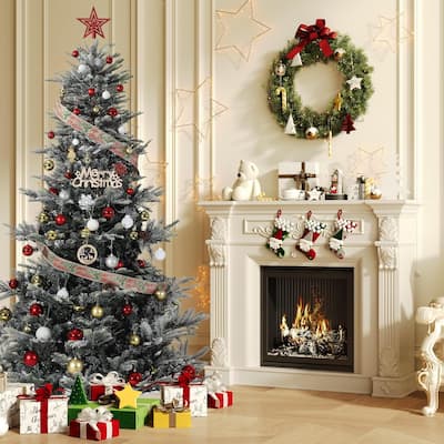 7.5 Ft Pre-Lit Slim Aspen Fir Artificial Christmas Tree