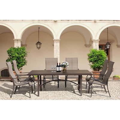 Outdoor Dining Set, Rectangular Aluminum Umbrella Dining Table