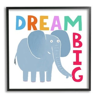 Stupell Dream Big Elephant Phrase Framed Giclee Art Design by Carla ...