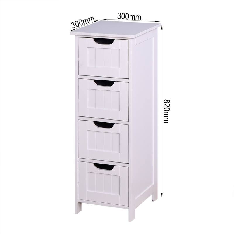 White Bathroom Storage Cabinet, Freestanding Cabinet with Drawers