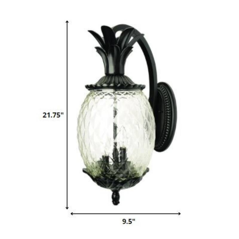 Aluminum Flush Mount Light with Pineapple Glass Shade3 Light LED - 12.50” x 9.50” x 21.75” (D x W x H)