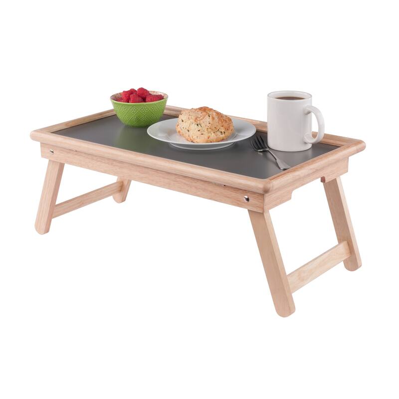 Arlo Breakfast Tray with Flip Top Gray and Natural Finish