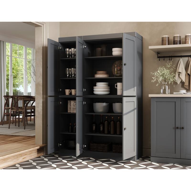 Palace Imports 100% Solid Wood 48.5" Pantry Cabinet with Shaker Doors and Adjustable Shelves
