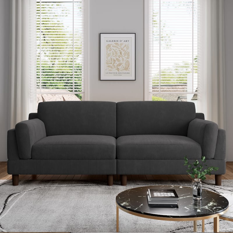 90" Corduroy Sectional Sofa Lounge Sleeper Sofa