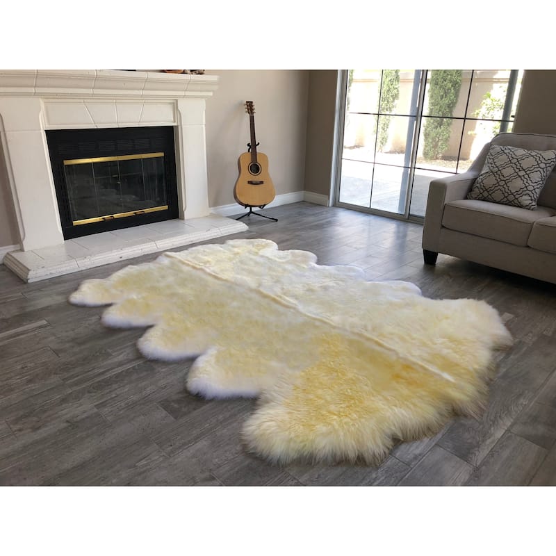 Dynasty Natural 10-pelt Luxury Long Wool Sheepskin Shag Rug