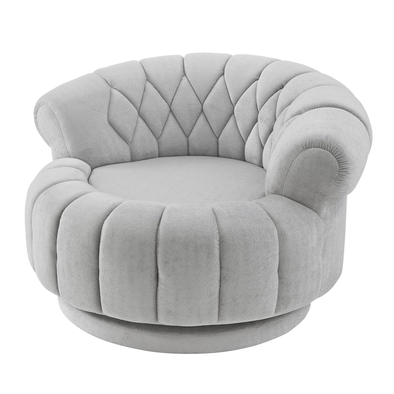 360° Swivel Chair Accent Chair Chenille Upholstered Single Sofa Chair Round Club Chair for Living Room Bedroom