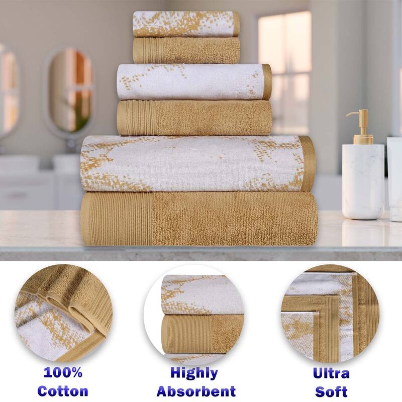 Superior Cotton Quick-Drying Solid and Marble 8 Piece Towel Set