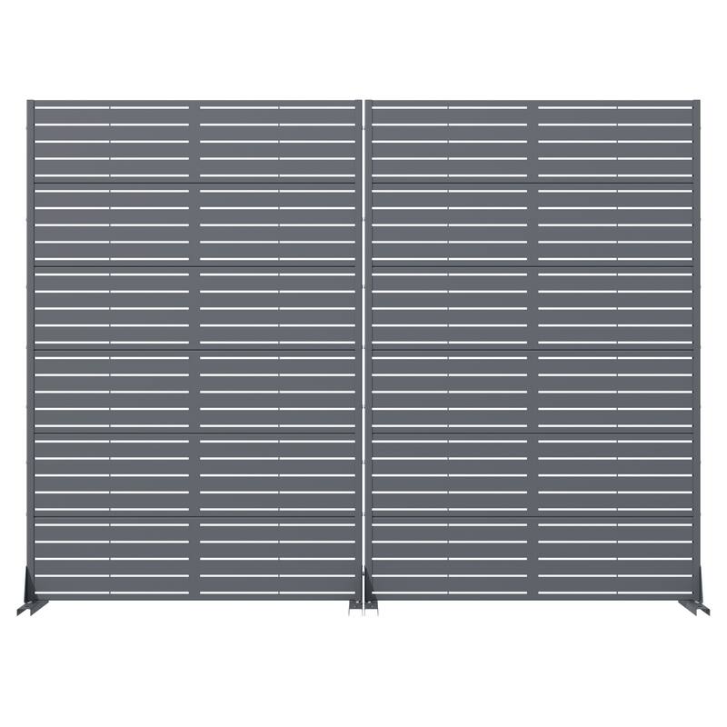 Outdoor Privacy Screen with Stand for Patio Garden Metal Fence Set of 2
