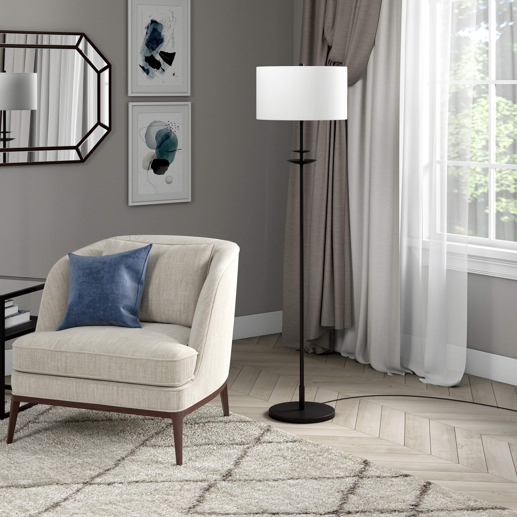 Avery 63" Tall Floor Lamp with Fabric Shade