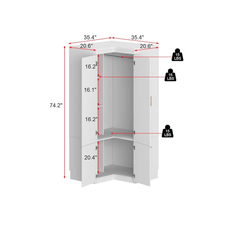 93.9"H/74.2"H Armoires Wardrobe Closet Cabinet Hanging Drawers Storage