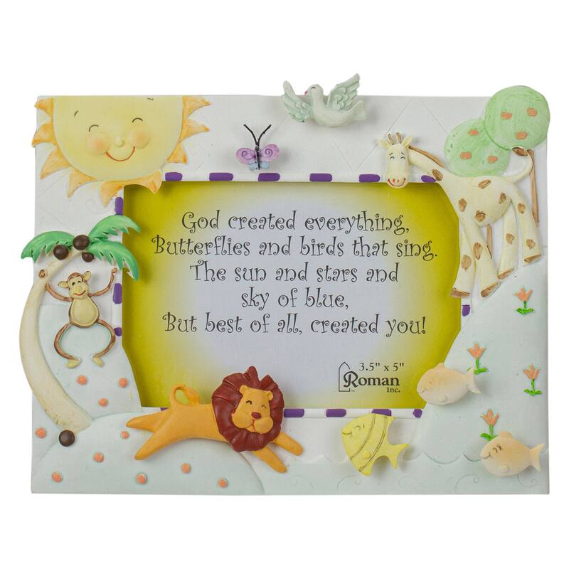 7" God Created Everything 3-D Animal Picture Frame