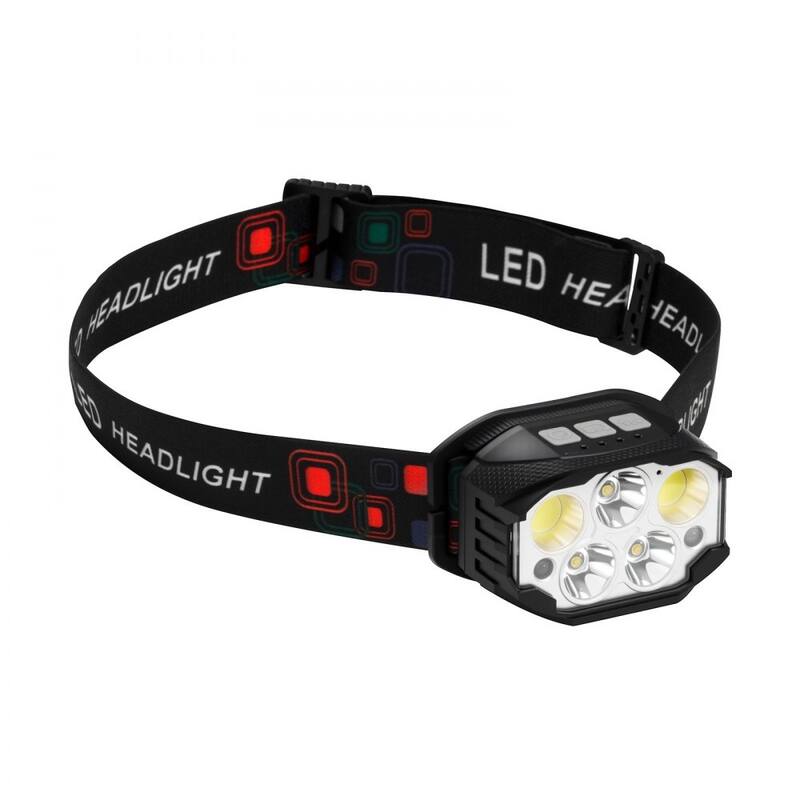 Black LED Headlamp with 12 Modes, Motion Sensor and USB-C Recharge - 2.72 x 1.81 x 1.42 inches