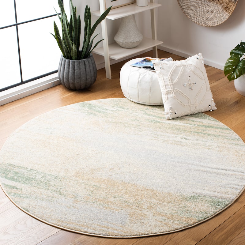 SAFAVIEH Adirondack Brynn Modern Abstract Rug - 10' Round - Ivory/Gold - Round