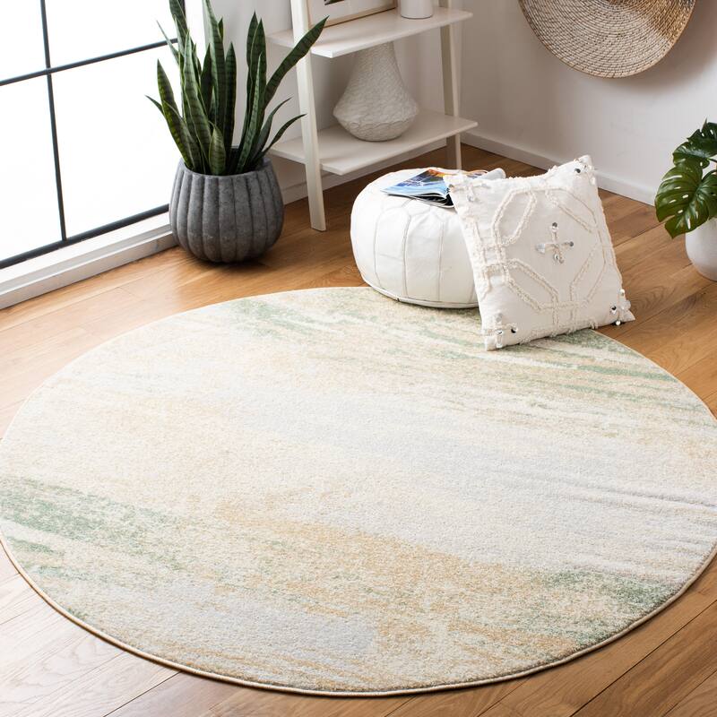 SAFAVIEH Adirondack Brynn Modern Abstract Rug - 4' Round - Ivory/Gold