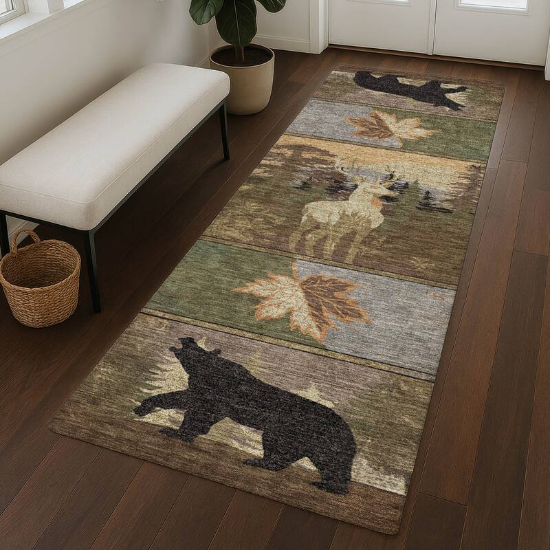 Machine Washable Indoor/ Outdoor Lodge Impressions Chantille Rug