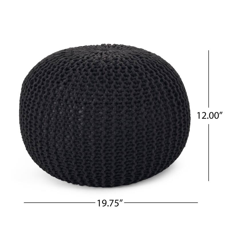 Abena Knitted Cotton Pouf by Christopher Knight Home