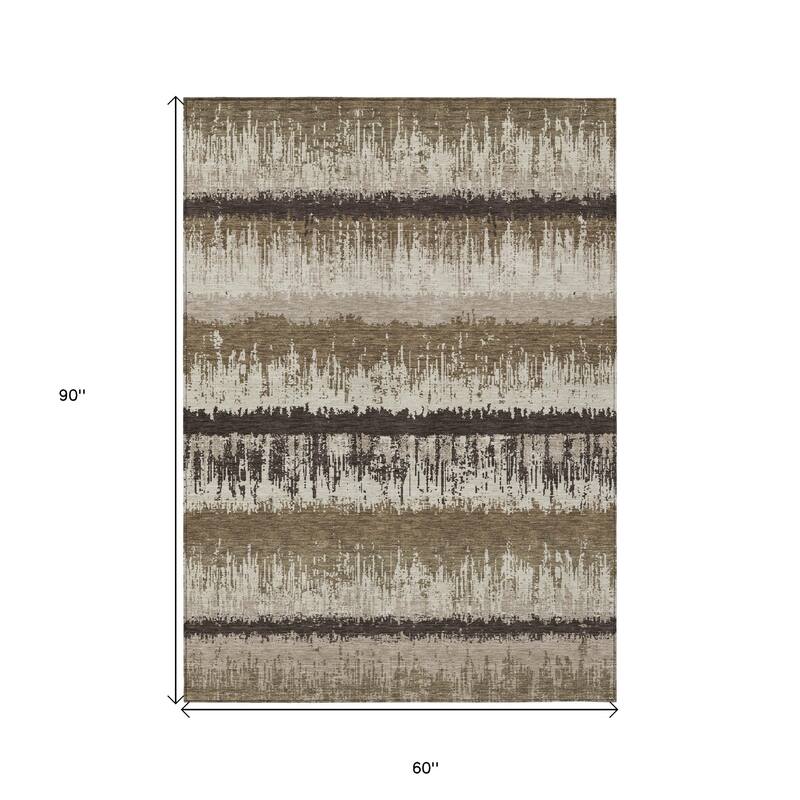 HomeRoots Striped Transitional Rectangle Outdoor Rug