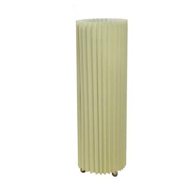 Off White Metal Small Bedside Lamp with Linen Fabric Drum Shade - 5.25” x 5.25” x 16.5” (D x W x H)