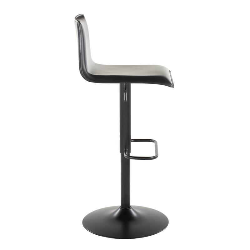 Porch & Den Mara Upholstered Adjustable Bar Stool with Rounded Rectangle Footrest (Set of 2)