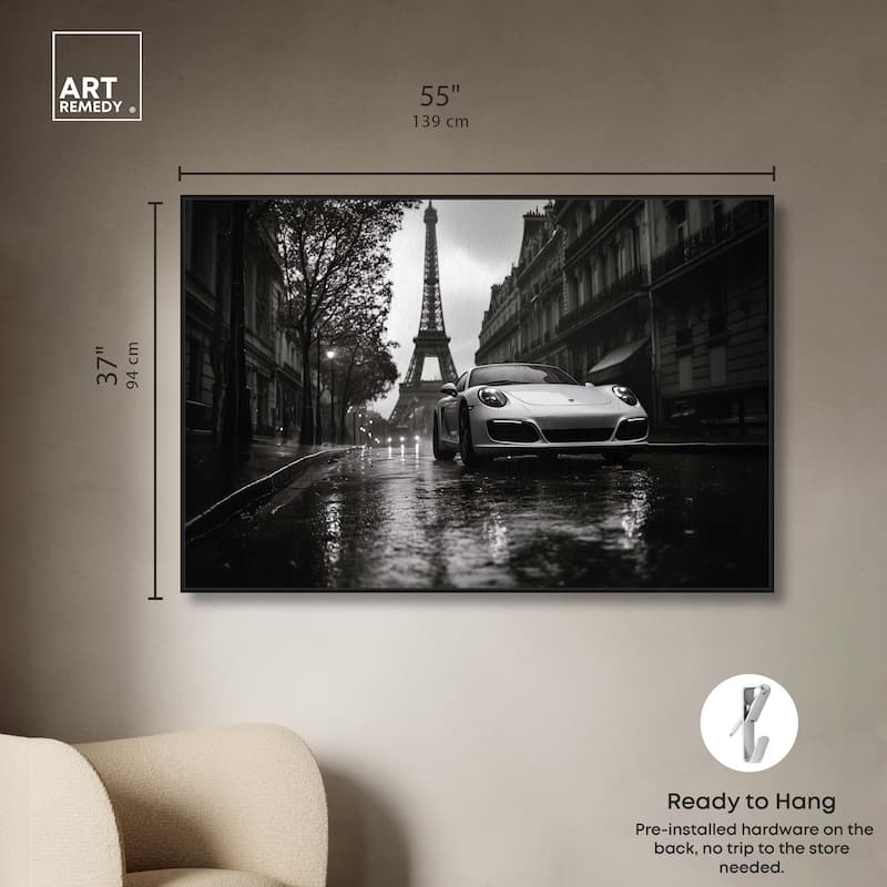 Driving in the Rain Paris Canvas by Art Remedy