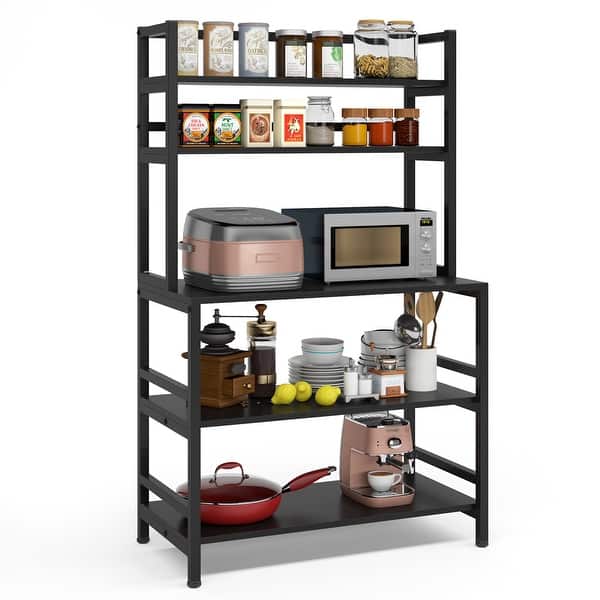 2 Tier Black Iron Microwave oven Rack Stand Storage Holder Kitchen Shelf Corner