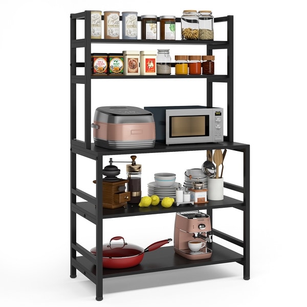 5 Tier Kitchen Bakers Rack with Hutch Microwave Oven Stand
