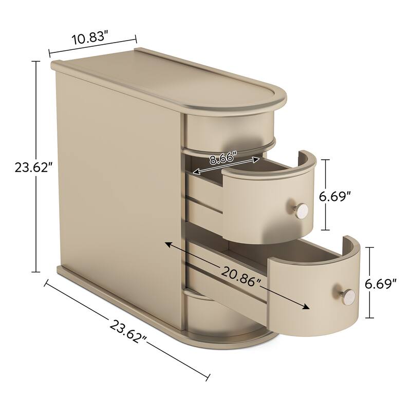 Solid Wood End Table, Two-Drawer Narrow Side Table, Fully Assembled